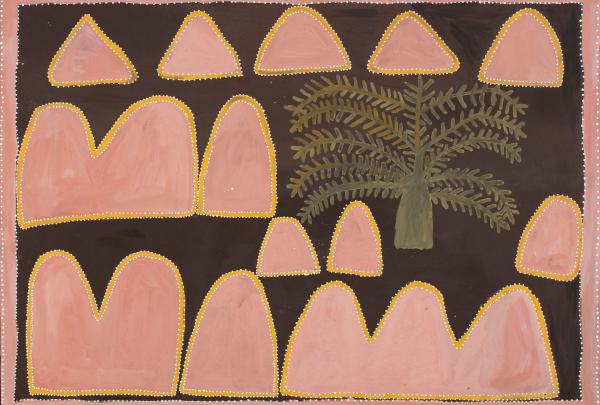 在西澳大利亚美术馆展出的 Queenie (Garagarag) MCKENZIE 创作的艺术作品《The Rainmaker》© Queenie McKenzie，1998 版权所有