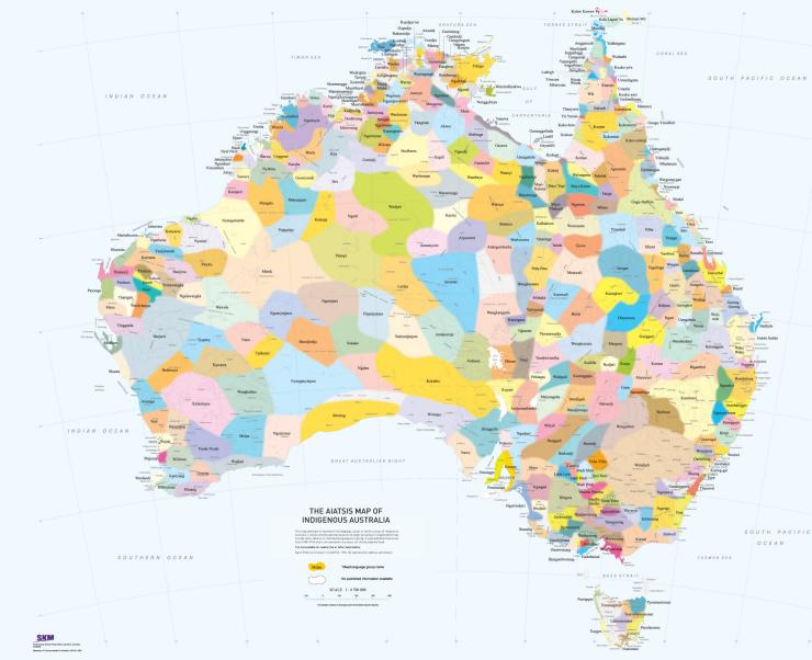 澳大利亚原住民的 AIATSIS 地图 © 澳大利亚原住民和托雷斯海峡岛民 2017 年研究报告版权所有