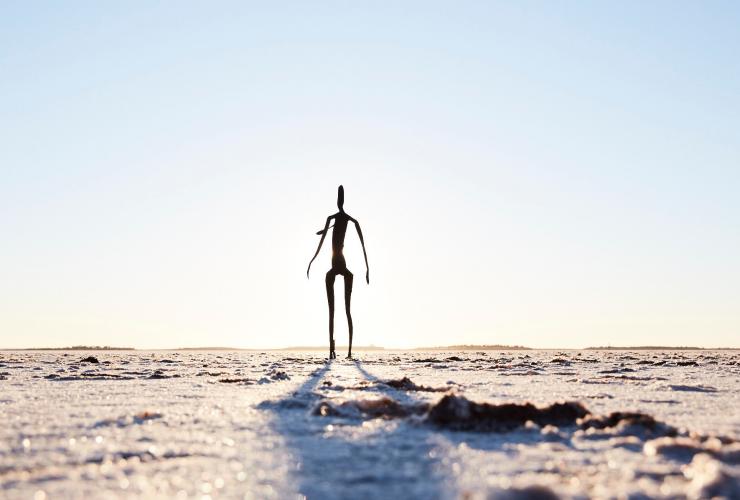 巴拉德盐湖上的安东尼 · 葛姆雷雕像 © 西澳大利亚州旅游局版权所有