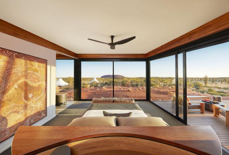 Dune Pavilion Bedroom, Longitude 131, Uluru, NT © George Apostolidis